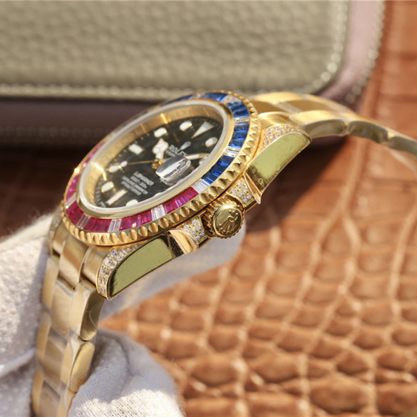 Rolex Submariner 40mm Golden Blue / Red Diamond Black Dial